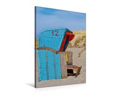 Premium Textil-Leinwand 60 x 90 cm Hoch-Format Strandkorb | Wandbild, HD-Bild auf Keilrahmen, Fertigbild auf hochwertigem Vlies, Leinwanddruck von Angela Dölling