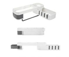 ALLOMN Alomn Eckregal, selbstklebend, für Badezimmer, Dusche, Eckregal, Wandmontage, Duschregal, Organizer für Küche, WC, kein Bohren (weiß und grau) weiß und grau