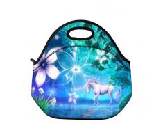 New Fashion Travel Outdoor Kühler, Wasserdicht, Lunch Tote Picnic Box, Isoliert, Reißverschluss, Out Tragetasche, Tragegriff, Abnehmbarer School Lunch Bag-Einhorn D-62670