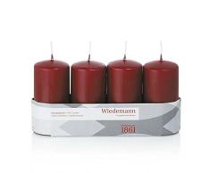 Wiedemann Stumpenkerzen 4er-Riegel, Wachs, Bordeaux, 10 x 5 cm