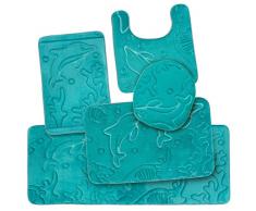 Elvoki Bad Accessoires 4 & 5-Teiliges Keramik-Set - Seifenspender und Seifenschale, Zahnbürstenhalter und Becher - Elegante + dauerhafte Styles zu Fichte bis Ihr Bad Aqua Teal