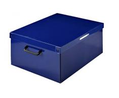 Aufbewahrungsbox aus Karton für Kleidung, Kleiderschrank, Haushalt, platzsparende Aufbewahrung 40 x 50 x 25 cm blau / weiß