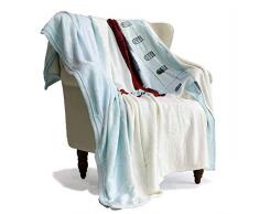 SimbaDeco Überwurfdecke für Sofa, Weihnachten, Winter, Weiß mit Schnee mit kleinem Kirchenhaus, Fantasie, Märchen, für Kinder, dekorative Sofa, Bettwäsche, Decken, superweich, warm, Flanell, Plüsch, Sherpa-Fleece, 178 x 127 cm