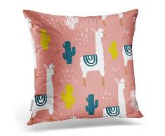 Emvency Überwurf Kissenbezüge Muster Lama Kaktus Hand Drawn Elements Kindisch tolle Decor Kissenbezüge Polyester 50,8 x 50,8 cm Square versteckter Reißverschluss Home Kissen Dekorative Kissenbezüge