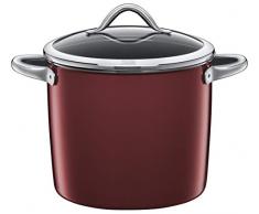 Silit Vitaliano Rosso Gemüsetopf 24cm, Glasdeckel, Topf groß 8,5l, Silargan Funktionskeramik, Topf Induktion, dunkelrot
