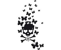 Graz Design 690065_50_070 Wandtattoo Kinderzimmer Aufkleber fÃ¼r MÃ¤dchenzimmer Totenkopf Schmetterling (GrÃ¶Ãe=97x50cm//Farbe=070 schwarz)