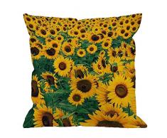 hgod Designs Überwurf Kissen Fall Schöne Sonnenblume gelb grün Baumwolle Leinen Quadratisch Kissenbezug Standard Kissenbezug für Männer Frauen Kinder Home Dekorative Sofa Sessel Schlafzimmer Wohnzimmer 45,7 x 45,7 cm