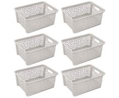 BranQ - Home essential Körbe in Bamboo Design, Kunststoff PP, Creme, L