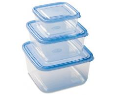 DEA HOMEART864BL Quadratische Frischhaltedosen Set, 3-teilig, 0,5/1,5/2,5 L, 21 x 21 x 12 cm, blau