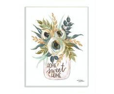 The Stupell Home Decor Collection Sweet Home Flowers in a Jar Leinwandbild, gespannt Wandtafel 10x15 merhfarbig
