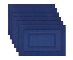 Pigchcy Platzsets, waschbar, Vinyl, gewebt, elegant, Tischsets für Esstisch, 4 Stück, 45,7 x 30,5 cm, Marineblau Set of 6 Frame2: Blue