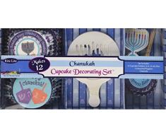 Rite -Lite Judaica Chanukah Cupcake-Set mit Schablonen, Halterungen und Topper