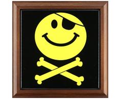 3dRose FT 76648 _ 1 Piraten Smiley, gelb Jolly Roger Flagge Totenkopf Smile mit Eye Patch von Fliesen, 8 von 20,3 cm