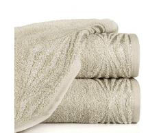 Eurofirany Handtuch Baumwolle Beige Metallnaht Glitzernaht Muster Bordüre Set 6-er Pack Oeko-Tex, 50X90 (cm, 6