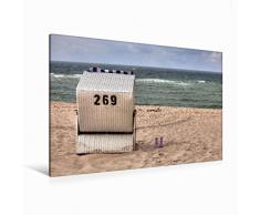 Premium Textil-Leinwand 120 x 80 cm Quer-Format Strandkorb auf Sylt | Wandbild, HD-Bild auf Keilrahmen, Fertigbild auf hochwertigem Vlies, Leinwanddruck von Joana Kruse
