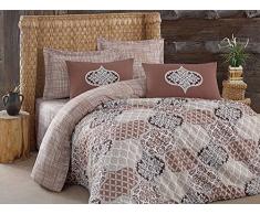 Eponj Home Bettwäsche-Set für Doppelbett 220 x 220 cm Marrone Beige Bianco