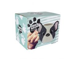 Französische Bulldogge Tasse weiß, aus Keramik, Füllmenge: ca. 320 ml, kommt im Geschenkkarton