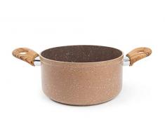 Excelsa Wood & Stone Stieltopf mit 2 Griffen, 20 cm, Aluminium geschmiedet, Braun