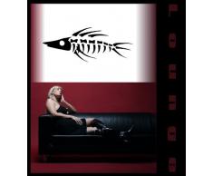 INDIGOS 4052166036795 Wandtattoo w165 Fisch, Skelett, Fantasy Wandaufkleber 80 x 30 cm, silber