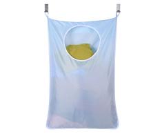CMJLBM Oxford Stoff platzsparend Door-Hanging Wäschesammler mit Tasche klappbar groß Schmutzige Kleidung Lagerung Organizer mit 2 Edelstahl Tür Haken & 2 Saugnäpfe für Schlafzimmer Blau