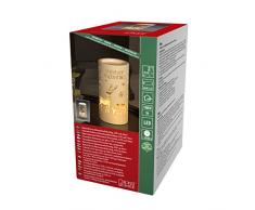 Konstsmide, 4354-200, LED Laterne Rentier, Weihnachtsmann und Schlitten, wassergefüllt, Zylinderform, 5h Timer, warm weiße Diode, batteriebetrieben, Innen