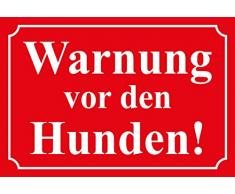 Schatzmix Warnung vor den Hunden ! rotes Warnschild, Garten - Zaun, Straßen - Blechschild 20x30 cm