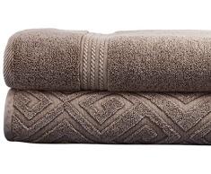 Allure Lifestyle 2 Stück Denim gewaschen Badetuch Deco Diamant, Baumwolle, Mokka, Single