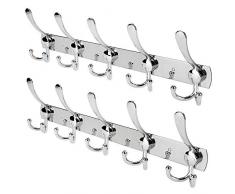 Whitgo Wandhalterung Kleiderhaken, 2 Pack 15 Haken Edelstahl Kleiderbügel Rack Bademantel Hat Kleidung Haken Wandgarderobe
