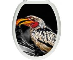 Pixxprint 3D_WCs_3752_32x40 Dark seltener exotischer gelbschnabeltoko als Toilettendeckel Aufkleber, WC, Klodeckel, gläzendes Material, schwarz/weiß, 40 x 32 cm