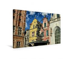 Premium Textil-Leinwand 75 x 50 cm Quer-Format Poseidon Brunnen Danzig | Wandbild, HD-Bild auf Keilrahmen, Fertigbild auf hochwertigem Vlies, Leinwanddruck von Claus Eckerlin