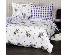 4Home Baumwolle Bettwäsche Provence, White/Purple, 200 x 160 cm, 3-Einheiten