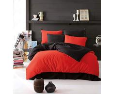 EnLora Home Bettwäsche-Set für Doppelbett 200 x 220 cm ROT SCHWARZ