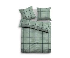 TOM TAILOR 0009877 Flanell Bettwäsche Garnitur mit Kopfkissenbezug (Baumwolle) 1x 155x200 cm + 1x 80x80 cm, wintergrün