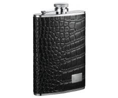 VisolGator Leder Edelstahl Flachmann 8-Ounce schwarz