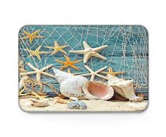 EZON-CH Moderne, rutschfeste Wasserfarbe, Meereswelt, Tiere, für Badezimmer, Dusche, Schlafzimmer, Toilette, Fußmatte 18X30IN Starfish Beach1ezn2355