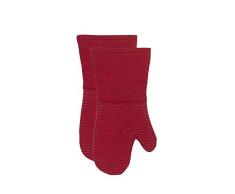 all-clad Textilien Schwergewicht 100 Prozent Baumwolle Twill und Silikon Ofenhandschuh Chili 2-Pack