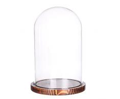 Moonlear Glasglocke Display Kuppel mit Sockel aus Holz Dia 15 cm X H 25,4 cm Coffee Wood Base