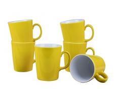 Porzellan Granvogl Tassen Set, Porzellan, Außen Gelb, 8.5 x 8.5 x 10.5 cm, 23-Einheiten