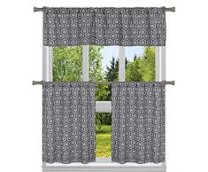 Duck River Textile Küchen-Vorhang und-Etagen, Blumenmuster, grau, 29x36 (2 58x15 (1 Piece)