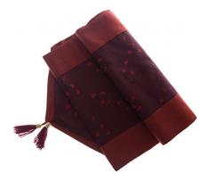 Avarada Tischläufer, elegant, Meai-Blumen, für Heimdeko, Kaffeetisch, Sofa, mehrere Größen, schick, Polyester-Kunstseide, Seide, dunkelrot, 13 x 48 Inch