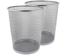 Greenco Netz, rund Abfalleimer Trash kann, 6 Liter, Silber, 3 Stück