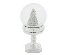 Roman Glitzer Silvertone Weihnachtsbaum 100 mm 19,1 cm Schnee Wasser Globe auf Podest