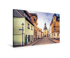 Calvendo Premium Textil-Leinwand 90 cm x 60 cm quer, Blick zum Saigertor Hettstedt | Wandbild, Bild auf Keilrahmen, Fertigbild auf echter Leinwand, Leinwanddruck Menschen Menschen