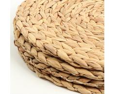 Koyal Großhandel Wasserhyazinthe Platzsets, 33 cm, rund, matt, gewebt, Platzteller, Set mit 4 Stück, umweltfreundlich, tropisch