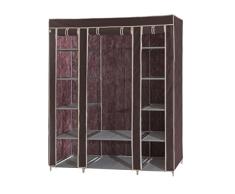Dream Palace Kleiderschrank aus Stoff, mit Regalböden, verdeckter Kleiderschrank, mit Socken-Organizer, Kleiderbügel, extra breit, 150 cm braun