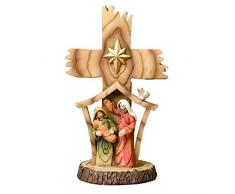 Religiöse Geschenke Kunstharz, Steht Kreuz mit Heilige Familie Weihnachtskrippe, 6 3/10,2 cm