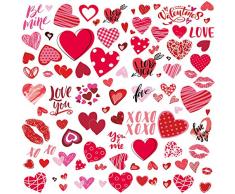 Aneco 288 Stück Fensteraufkleber, Herz Fensteraufkleber, statische Aufkleber, Fensteraufkleber, für Gastgeschenke und Partydekorationen