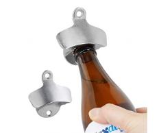 Relaxdays Wandflaschenöffner 2er Set, stabile Bieröffner zum Montieren, Wandöffner für Flaschen, Bar, verzinkt, silber