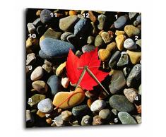 3dRose Wanduhr, Motiv USA, Maine, Ahornblatt auf Fels-Hintergrund, Aluminium, Mehrfarbig, 38,1 x 38,1 cm