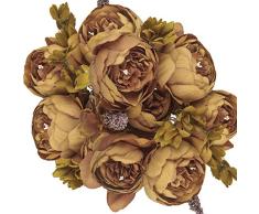 Bomarolan Vintage Künstliche Pfingstrose, Seide, Hochzeitsblumen, 2 Stück Art Deco Medium Brown*2